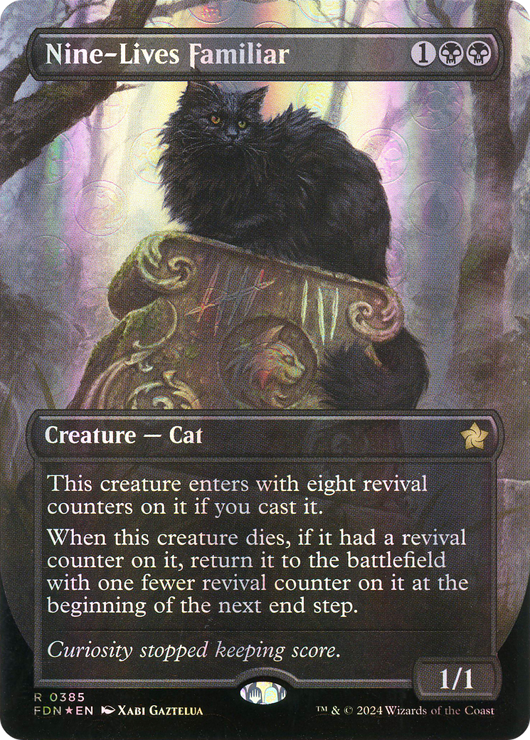 Nine-Lives Familiar (Borderless) (Mana Foil) (FDN-385) - Foundations (Borderless) Foil