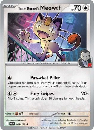 Team Rocket's Meowth 149 - Reverse Holofoil SV10 Destined Rivals - Common