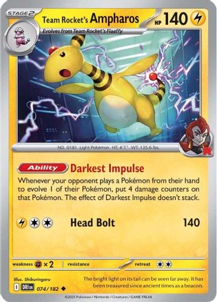 Team Rocket's Ampharos 074 SV10 Destined Rivals - Uncommon