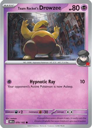 Team Rocket's Drowzee 079 - Reverse Holofoil SV10 Destined Rivals - Common