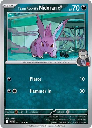 Team Rocket's Nidoran M 117 - Reverse Holofoil SV10 Destined Rivals - Common