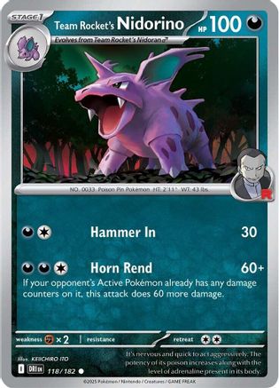 Team Rocket's Nidorino 118 SV10 Destined Rivals - Common