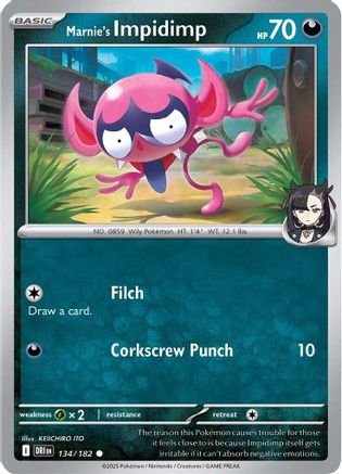 Marnie's Impidimp 134 - Reverse Holofoil SV10 Destined Rivals - Common