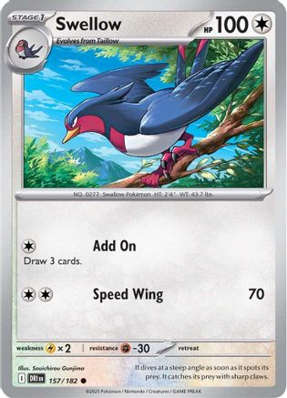 Swellow 157 - Reverse Holofoil SV10 Destined Rivals - Common