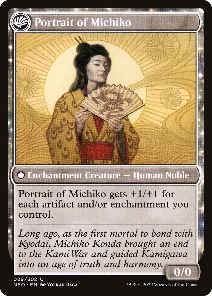 Michiko's Reign of Truth // Portrait of Michiko (NEO-029) - Kamigawa: Neon Dynasty: (fandfc, enchantment) Foil