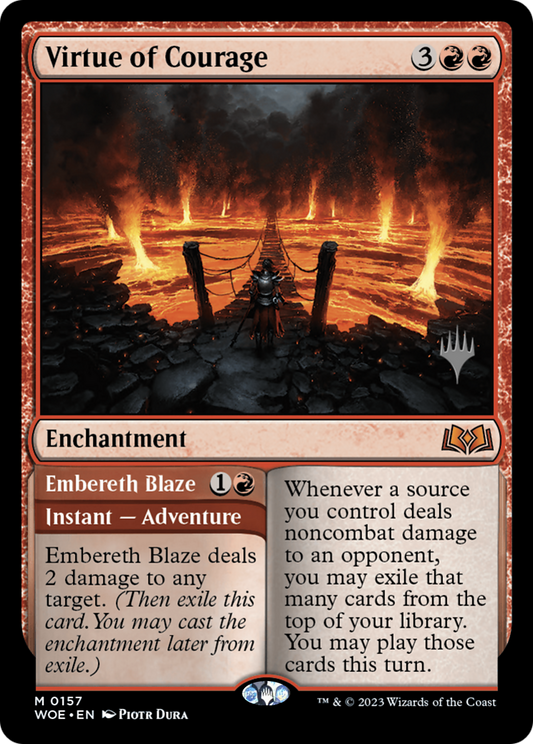 Virtue of Courage // Embereth Blaze (PPWOE-157P) - Wilds of Eldraine Promos Foil