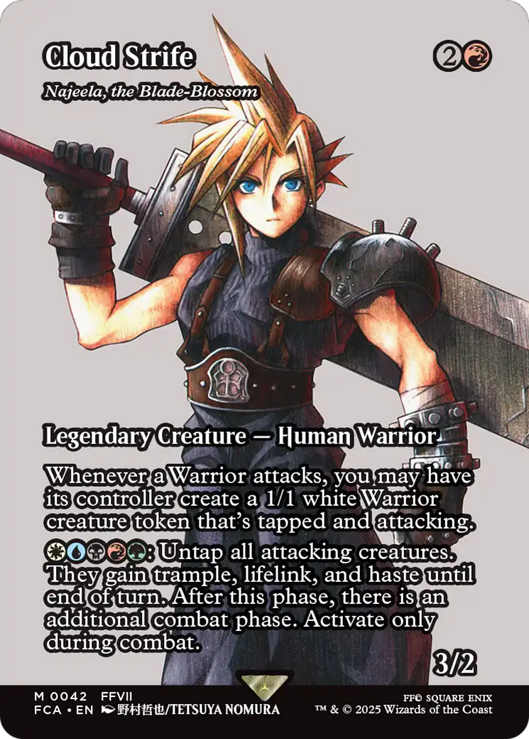 Cloud Strife - Najeela, the Blade-Blossom (Showcase) (FCA-042) - FINAL FANTASY: Through the Ages / Cloud Strife (Borderless) Foil