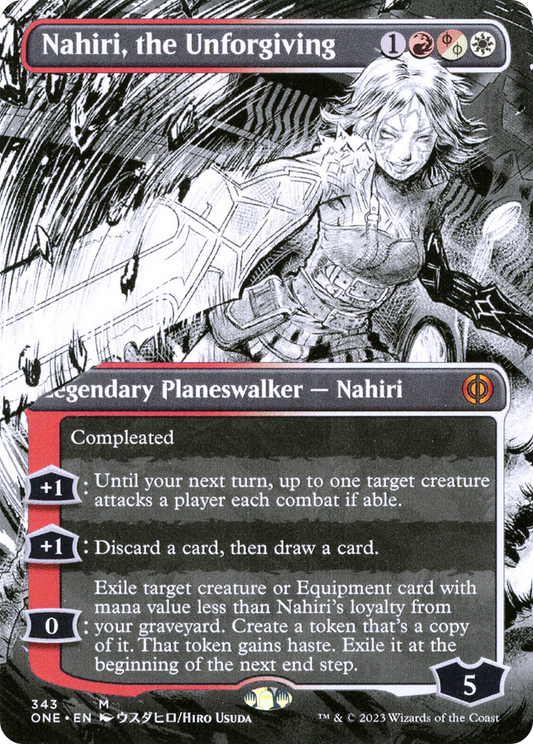 Nahiri, the Unforgiving (ONE-343) - Phyrexia: All Will Be One: (Showcase) (Borderless) Foil