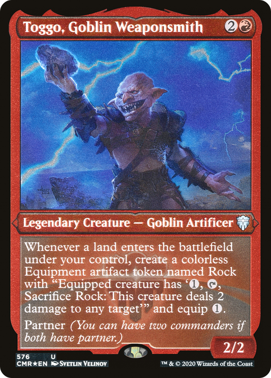 Toggo, Goblin Weaponsmith (CMR-576) - Commander Legends Etched Foil