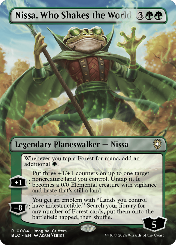 Nissa, Who Shakes the World (BLC-084) - Bloomburrow Commander (Borderless) Foil