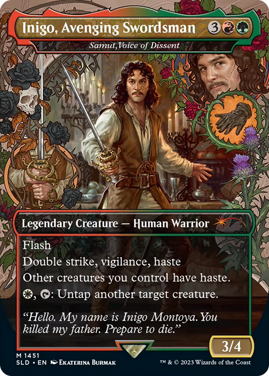 Samut, Voice of Dissent (SLD-1451) - Secret Lair Drop / Inigo, Avenging Swordsman (Borderless) Foil