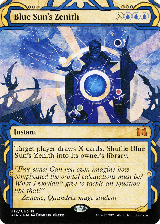 Blue Sun's Zenith (STA-012) - Strixhaven Mystical Archive: (Showcase) (Borderless) Etched Foil