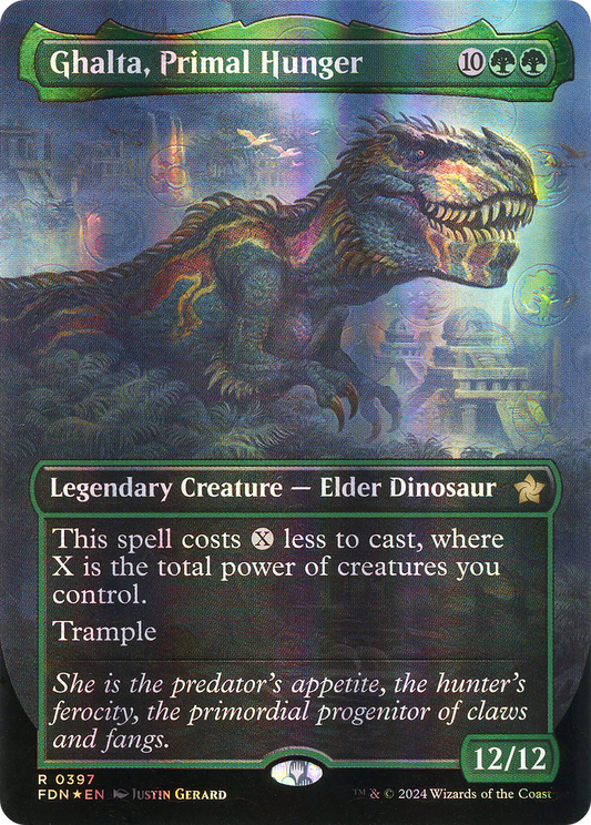Ghalta, Primal Hunger (Borderless) (Mana Foil) (FDN-397) - Foundations (Borderless) Foil