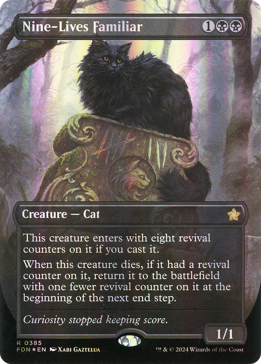 Nine-Lives Familiar (Borderless) (Mana Foil) (FDN-385) - Foundations (Borderless) Foil