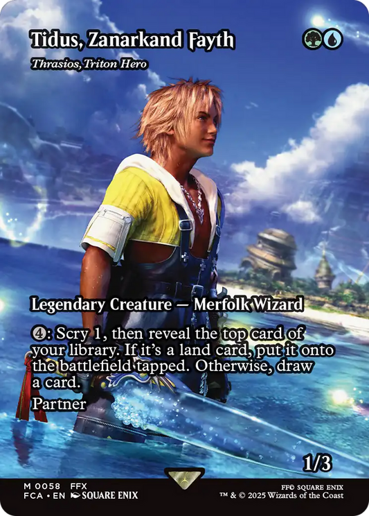 Thrasios, Triton Hero (FCA-058) - FINAL FANTASY: Through the Ages / Tidus, Zanarkand Fayth (Borderless) Foil