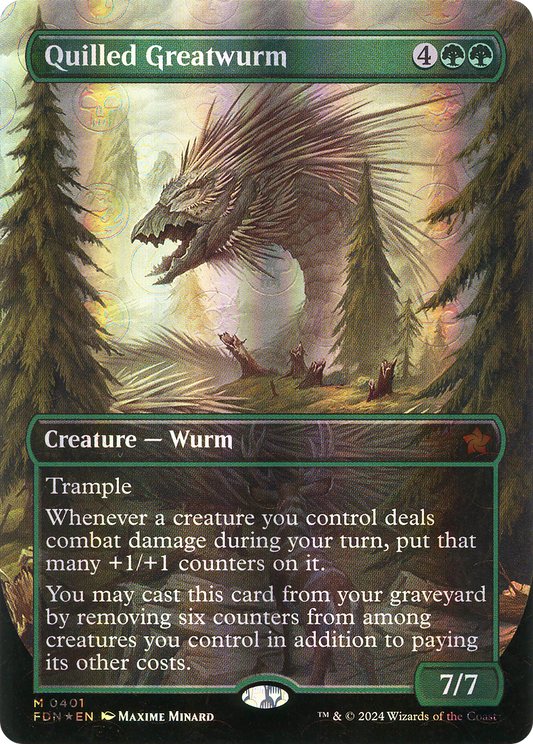 Quilled Greatwurm (Borderless) (Mana Foil) (FDN-401) - Foundations (Borderless) Foil