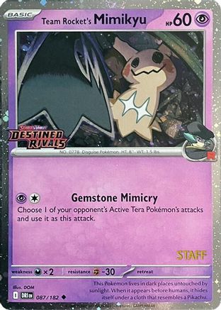 Team Rocket's Mimikyu (Prerelease Staff) 087  - Holofoil SV10 Destined Rivals - Uncommon