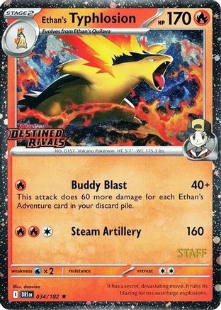 Ethan's Typhlosion (Prerelease Staff) 034  - Holofoil SV10 Destined Rivals - Rare