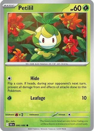 Petilil 006/086  - Reverse Holofoil SV Black Bolt - Common