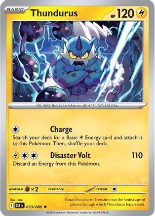 Thundurus 033/086  - Holofoil SV Black Bolt - Rare
