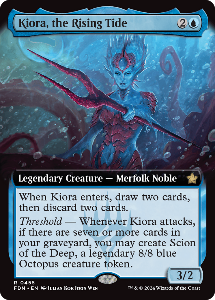 Kiora, the Rising Tide (Extended Art) (FDN-455) - Foundations: (Extended Art) Foil