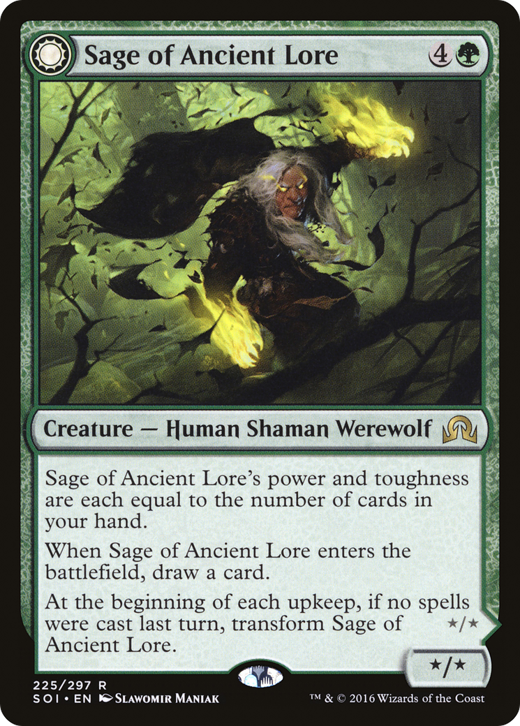 Sage of Ancient Lore // Werewolf of Ancient Hunger (SOI-225) - Shadows over Innistrad: (Double Faced Transform) Foil