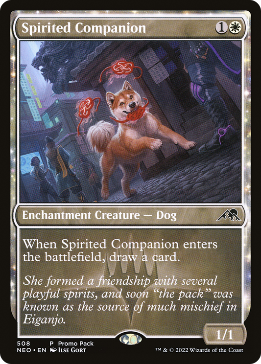 Spirited Companion (PPNEO-508) - Kamigawa: Neon Dynasty: (enchantment) Foil