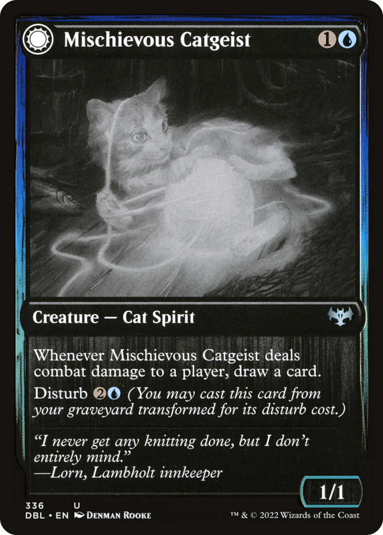 Mischievous Catgeist // Catlike Curiosity (DBL-336) - Innistrad: Double Feature: (Double Faced Transform) Foil