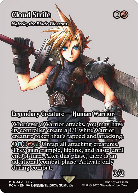 Cloud Strife - Najeela, the Blade-Blossom (Showcase) (FCA-042) - FINAL FANTASY: Through the Ages / Cloud Strife (Borderless) Foil