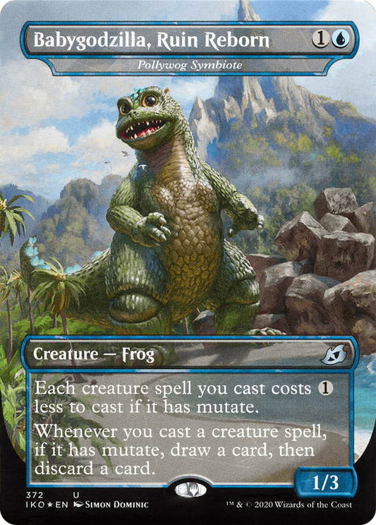 Pollywog Symbiote (IKO-372) - Ikoria: Lair of Behemoths / Babygodzilla, Ruin Reborn (Borderless) Foil